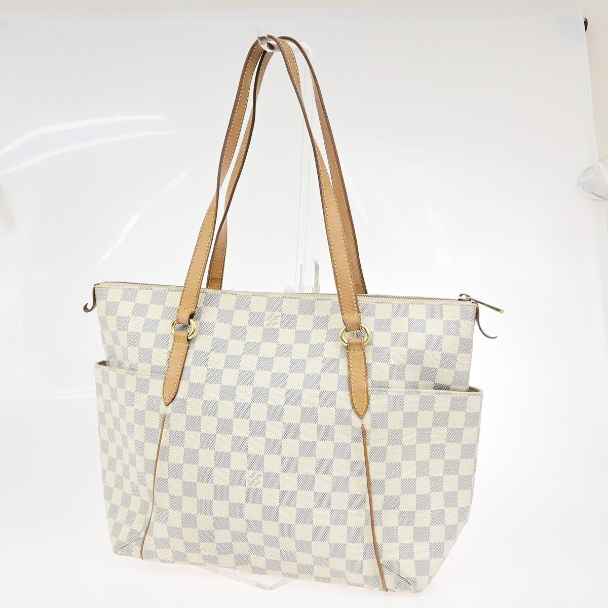 LOUIS VUITTON Totally MM Shoulder Bag Damier Azur Leather White N51262 10KD167