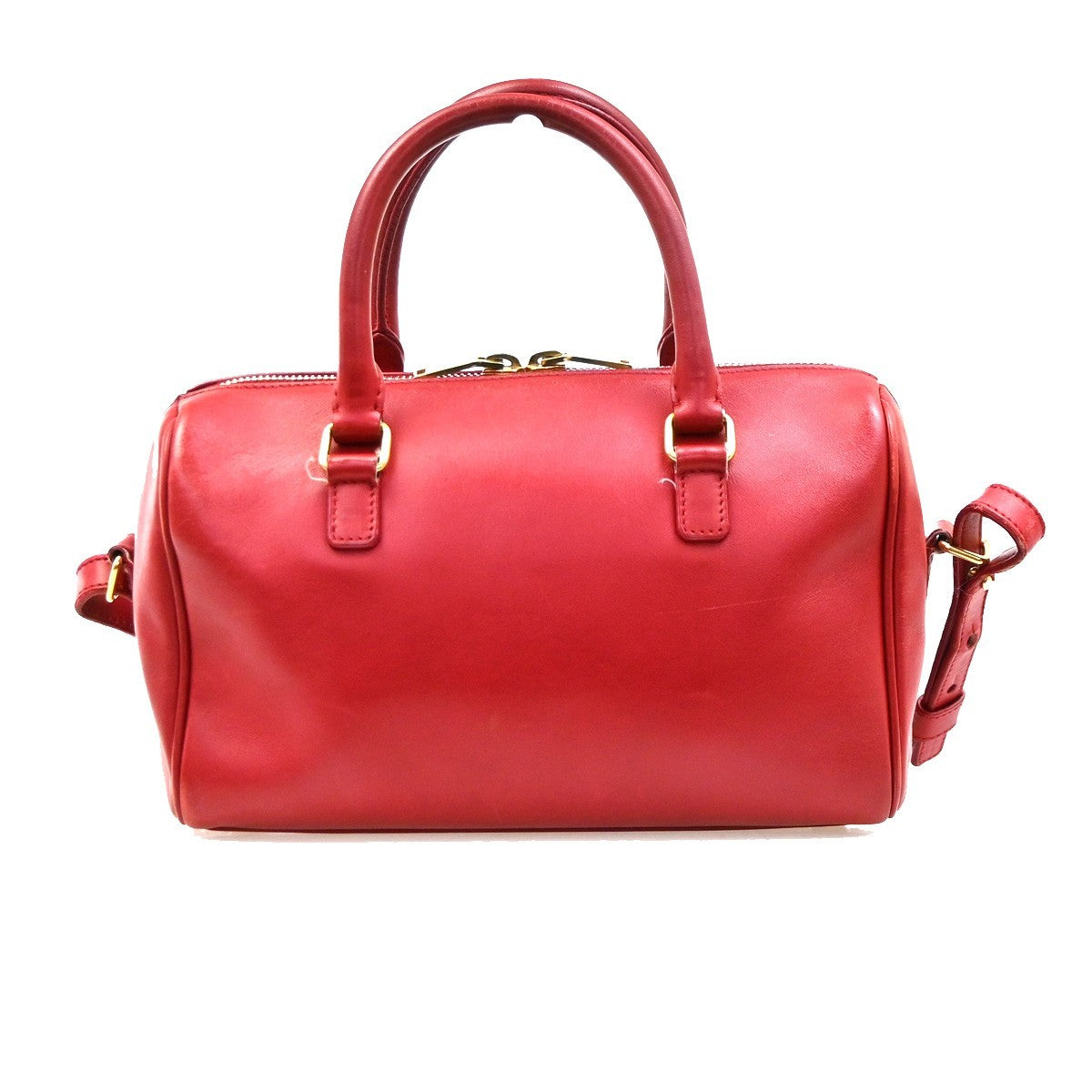 SAINT LAURENT Baby Duffle 2way Shoulder Hand Bag Leather Red GHW Italy 86KD179