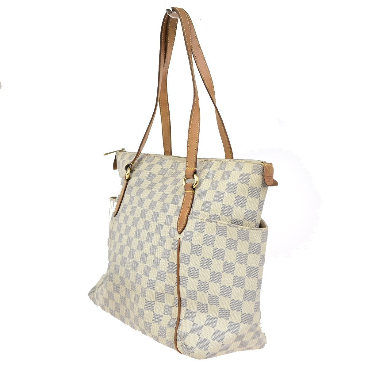 LOUIS VUITTON Totally MM Shoulder Bag Damier Azur Leather White N51262 10KD167