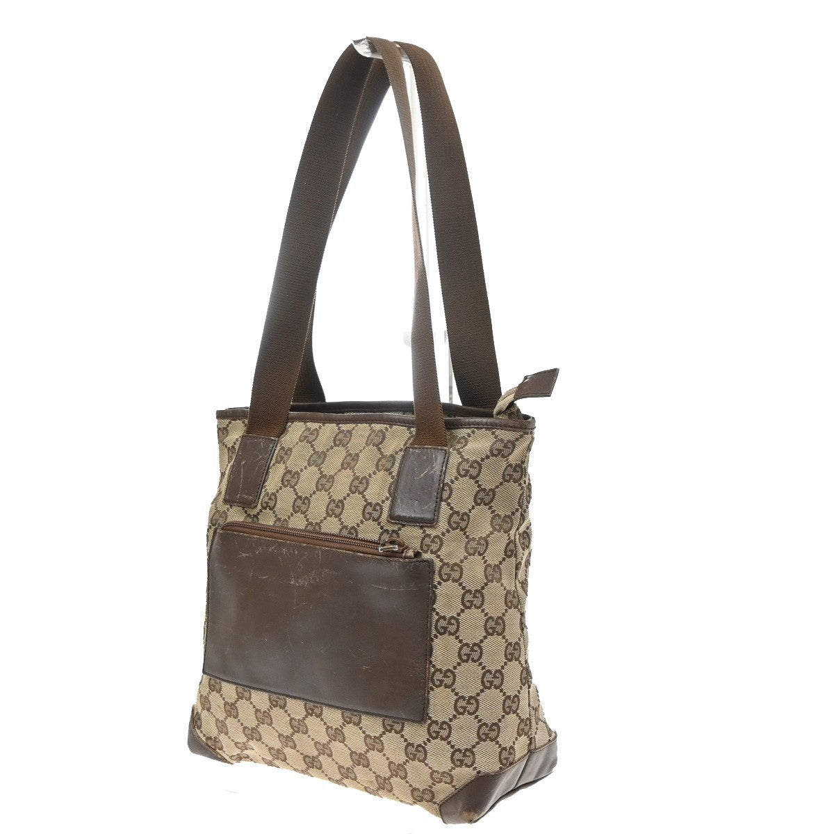 GUCCI Logo GG Pattern ShoulderTote Bag Canvas Leather Beige Italy 02KD124