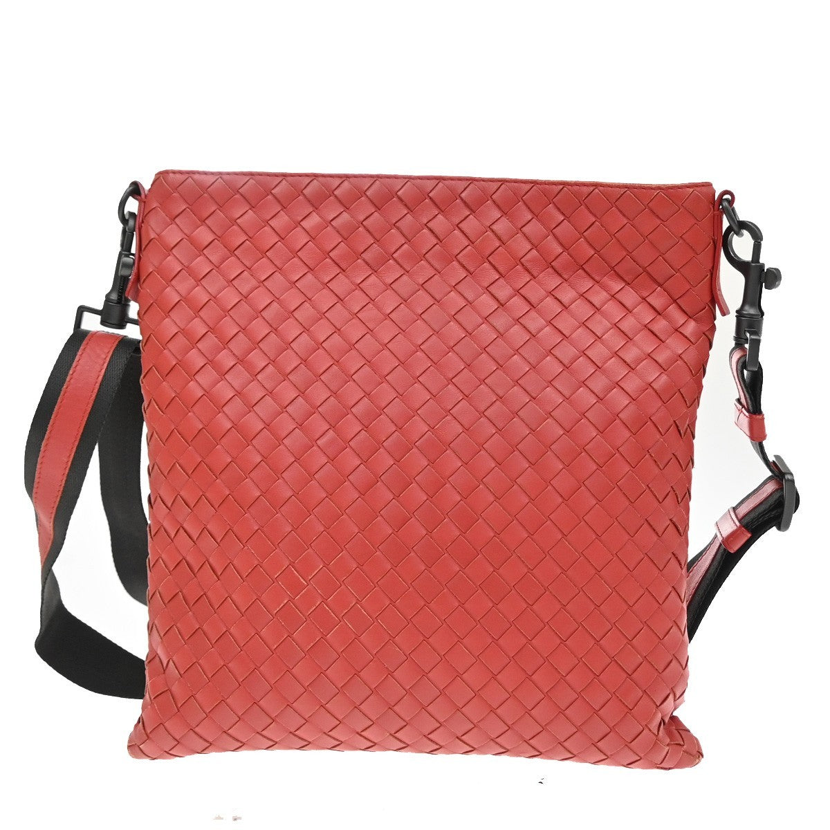 BOTTEGA VENETA Logo Intrecciato Crossbody Shoulder Bag Leather Red Italy 79KD210
