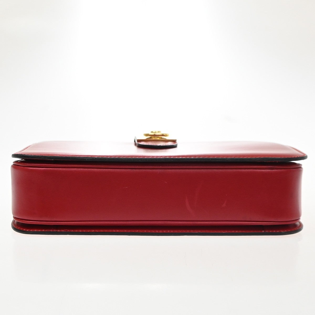 CELINE Logo Crossbody Shoulder Hand Bag Leather Red GHW France 38YJ284
