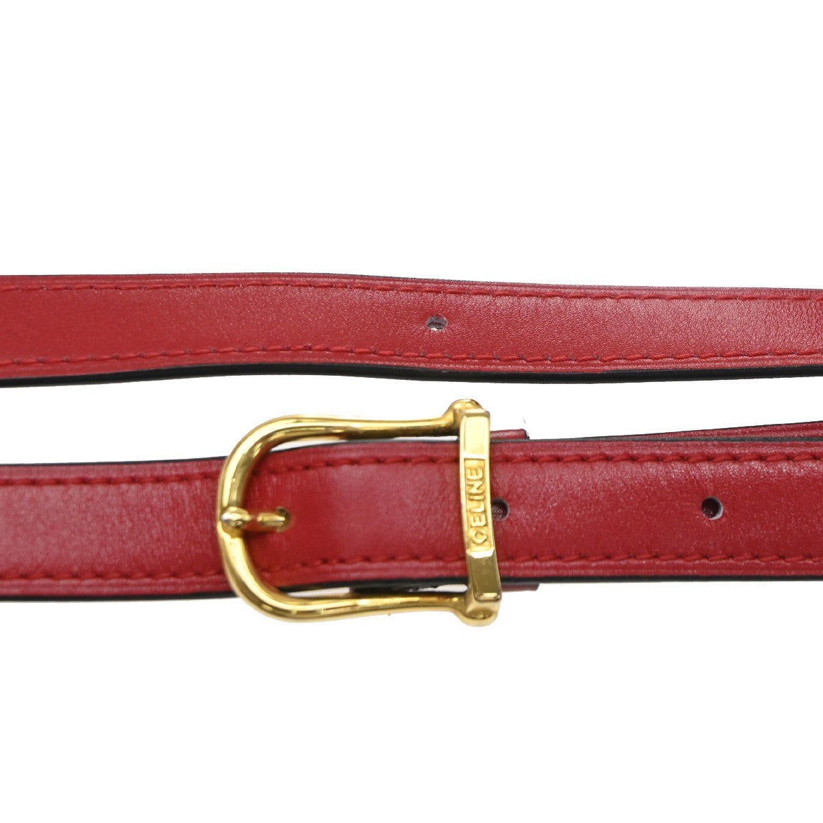 CELINE Logo Crossbody Shoulder Hand Bag Leather Red GHW France 38YJ284