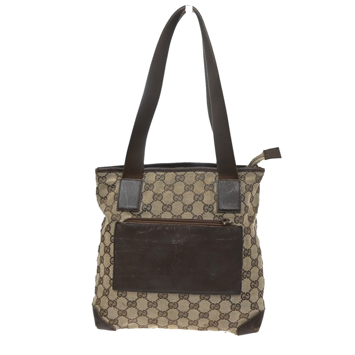 GUCCI Logo GG Pattern ShoulderTote Bag Canvas Leather Beige Italy 02KD124