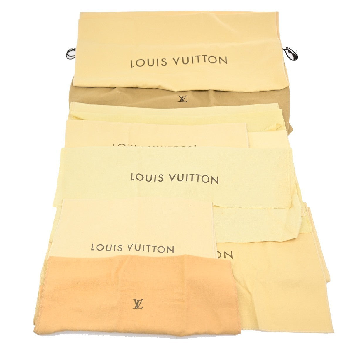 LOUIS VUITTON Logo 10 Set Dust Bag Drawstring Canvas Cotton Beige Brown 03KD213