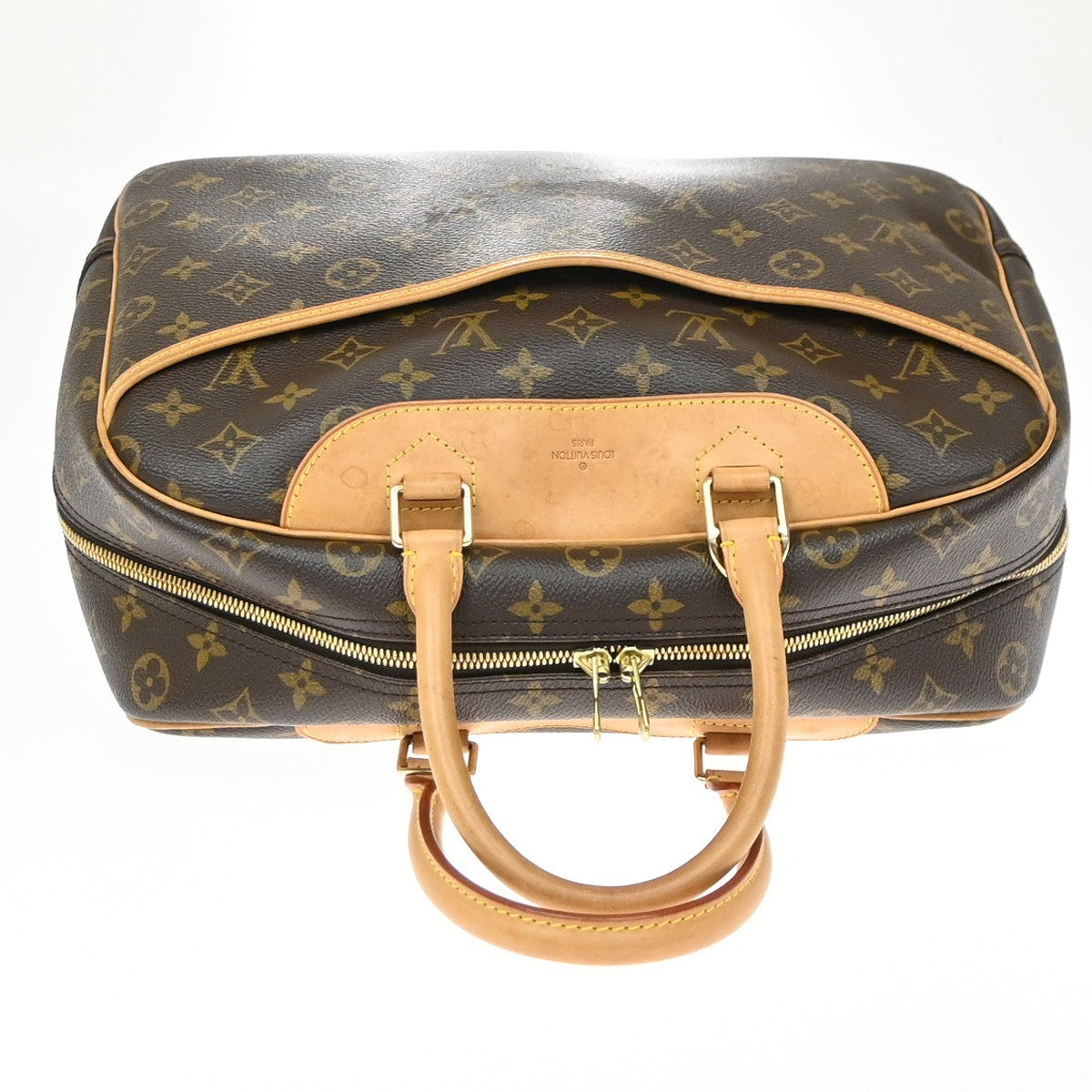 LOUIS VUITTON LV Logo Deauville Hand Bag Monogram Leather Brown M47270 72KD188