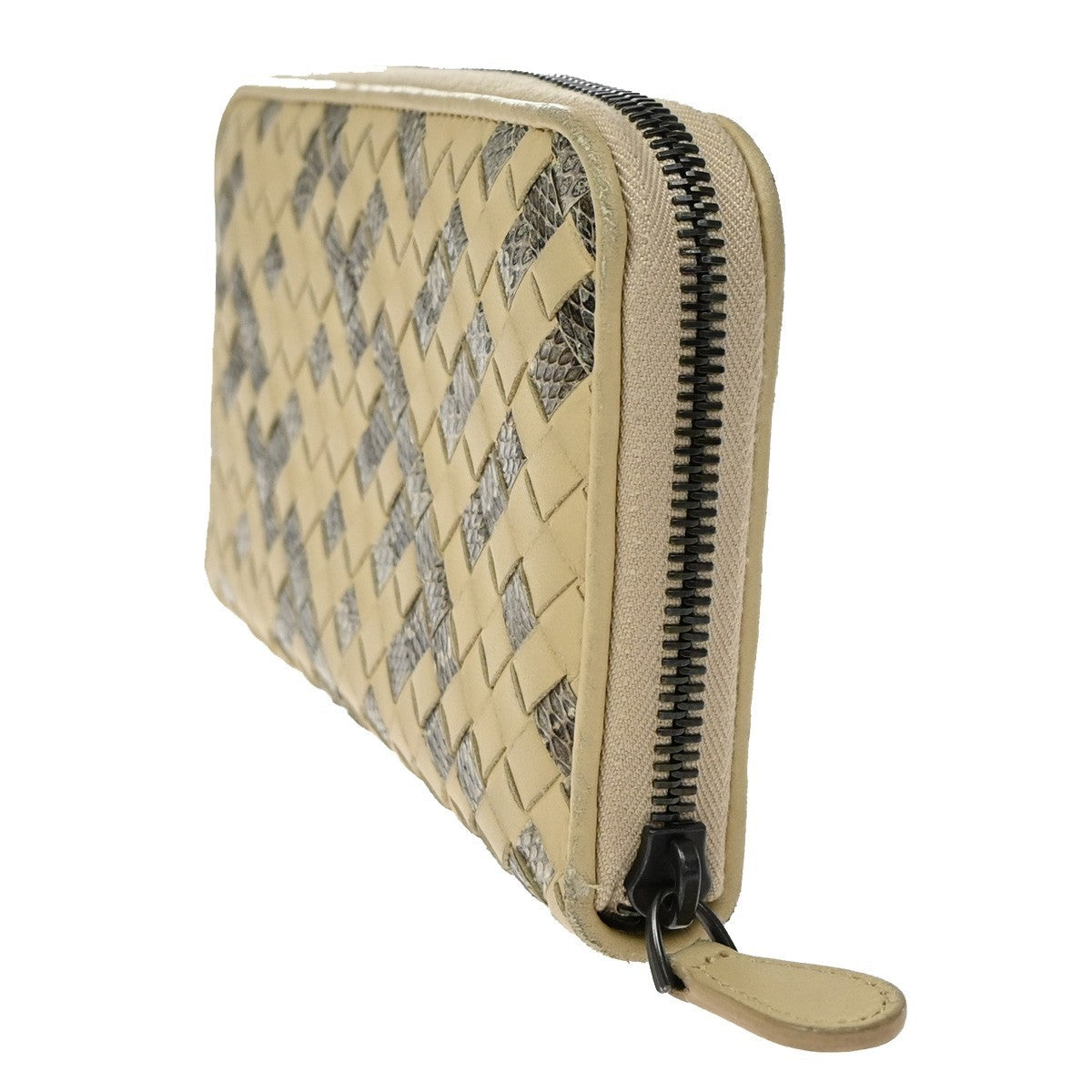 BOTTEGA VENETA Intrecciato Zip Around Long Wallet Embossing Leather BE 63KD204