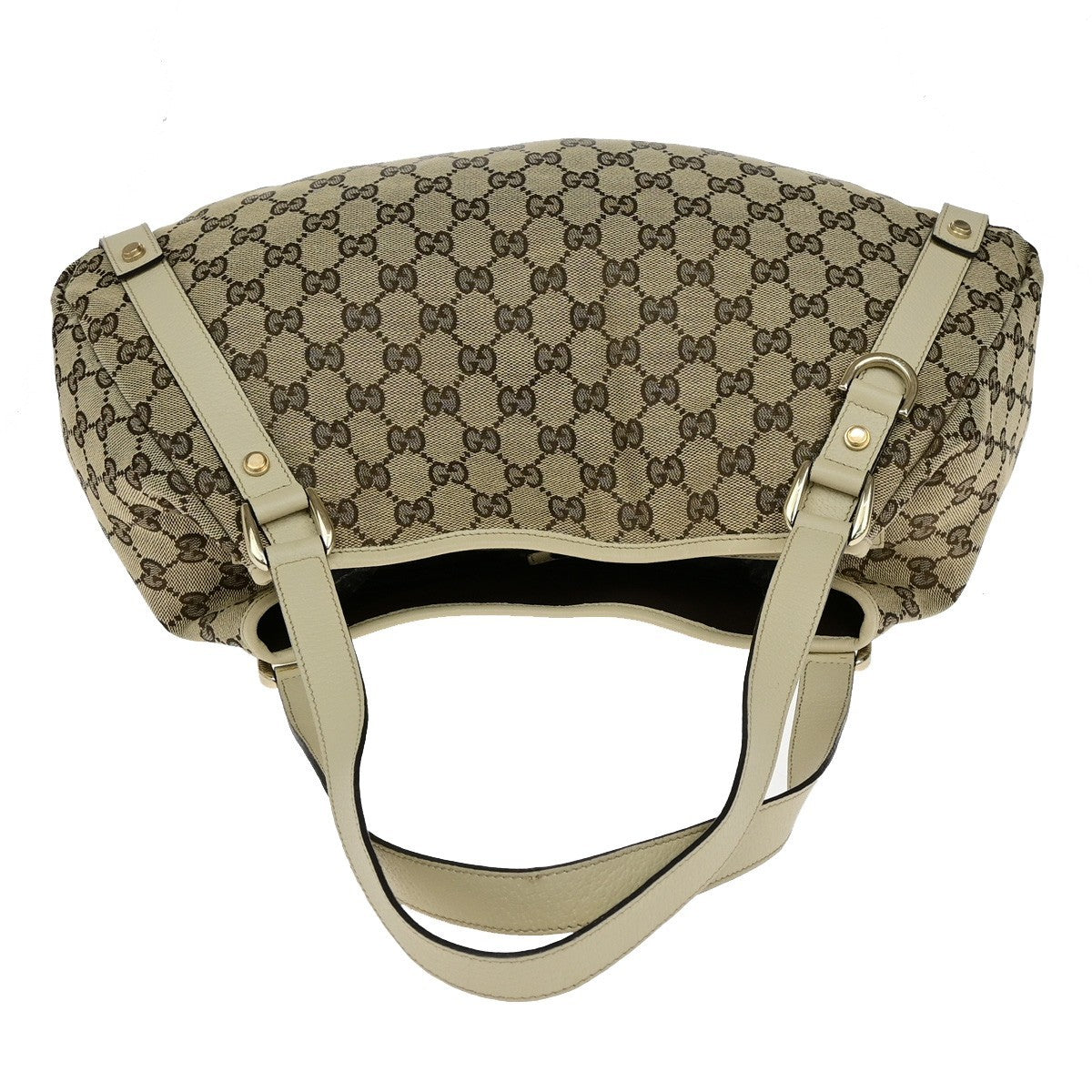 GUCCI Logo Abbey GG Pattern Shoulder Tote Bag Canvas Leather Brown GHW 76YH006