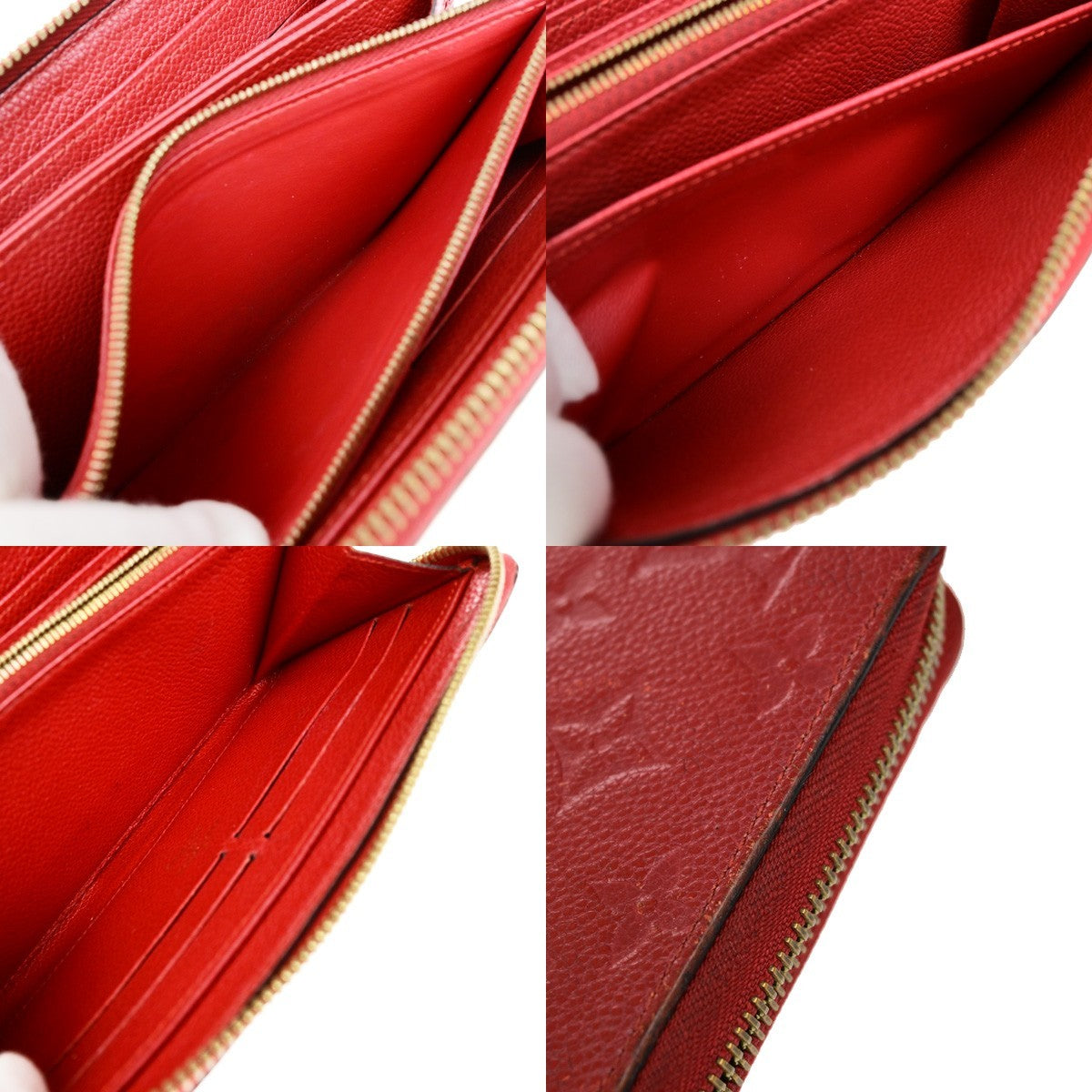LOUIS VUITTON Zippy Wallet Long Purse Monogram Empreinte Red M63691 31YH020
