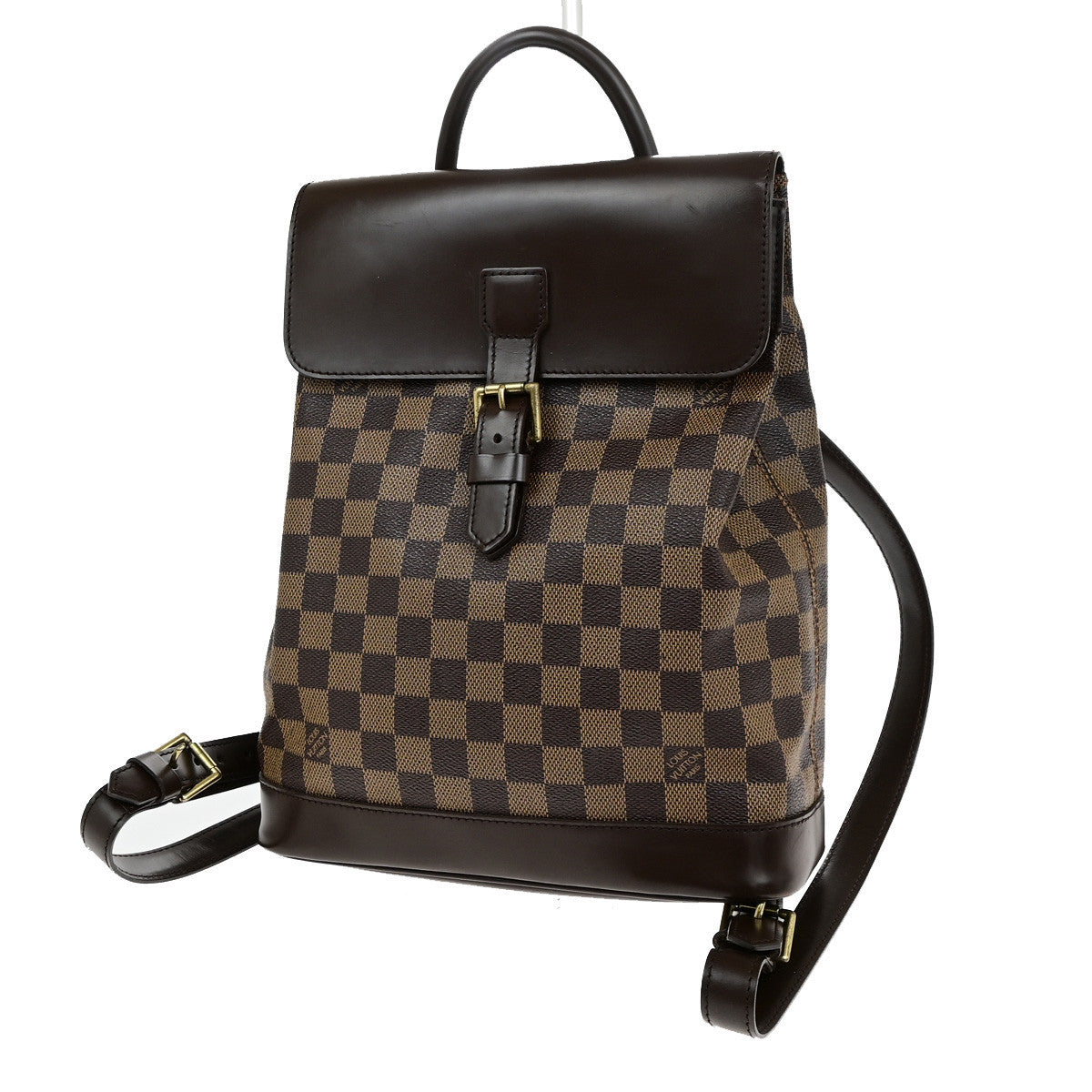 LOUIS VUITTON Logo Soho Backpack Bag Damier Ebene Leather Brown N51132 53YG850