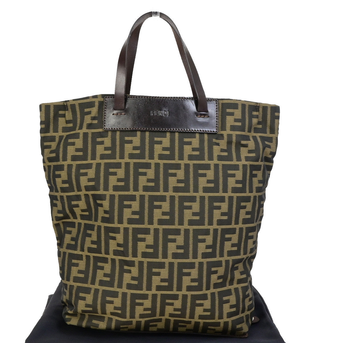 FENDI Logo Zucca Pattern Eco Hand Bag Canvas Leather Brown SHW Italy 68YG824