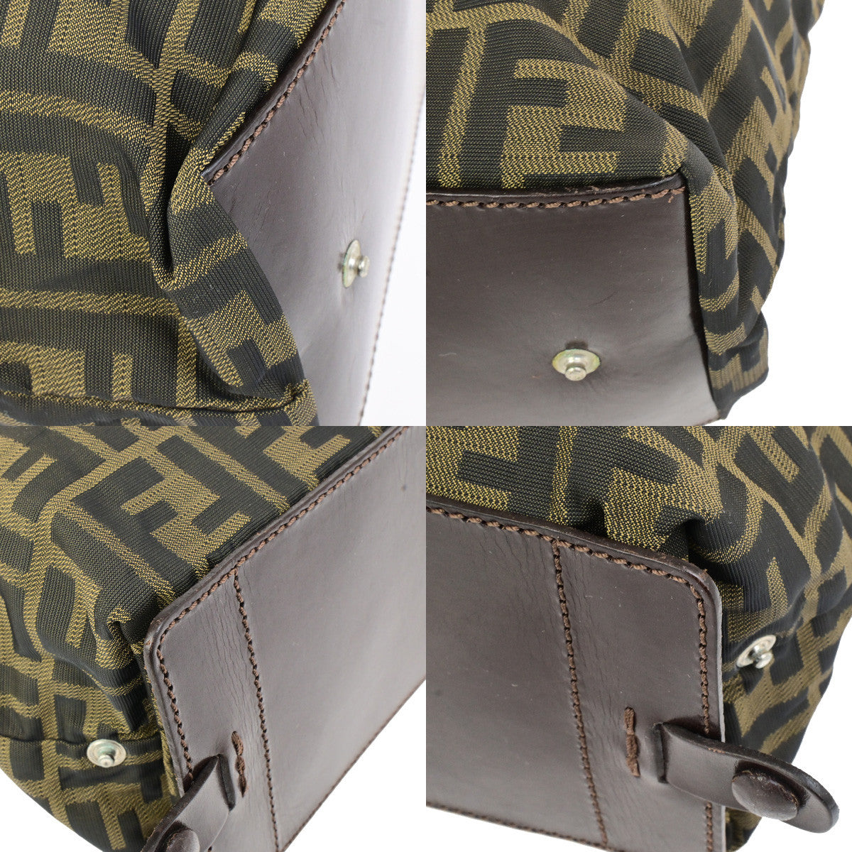 FENDI Logo Zucca Pattern Eco Hand Bag Canvas Leather Brown SHW Italy 68YG824