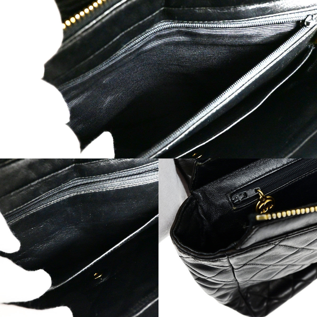 CHANEL CC Logo Matelasse Chain Backpack Bag Leather Black GHW Vintage 357RK884