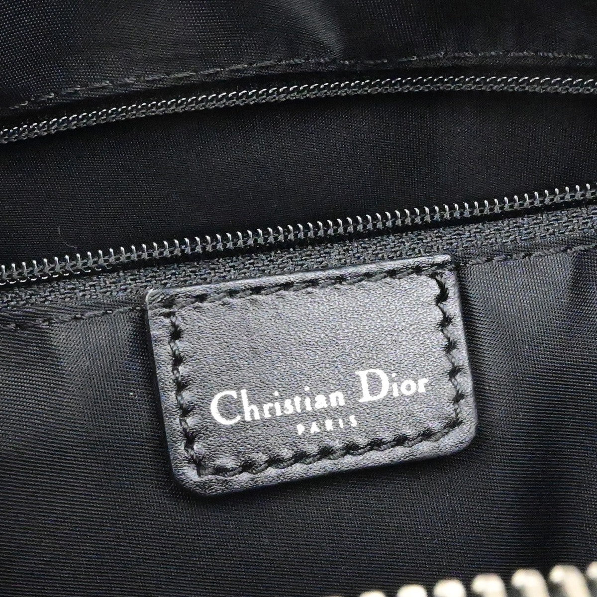 CHRISTIAN DIOR Logo Trotter Pattern Shoulder Bag Canvas Leather BK SHW 85YH036