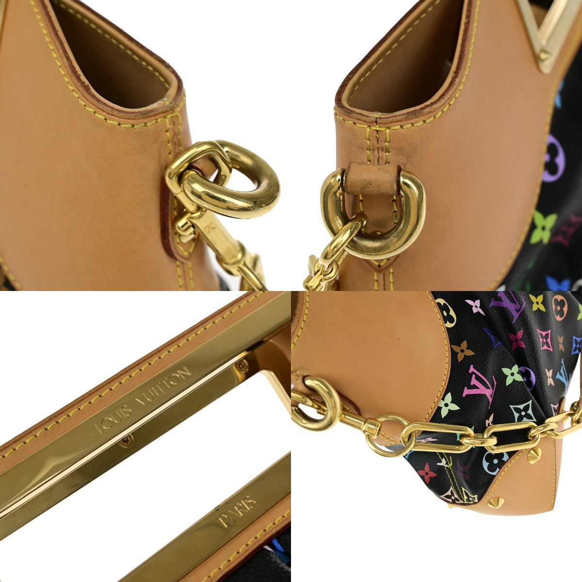 LOUIS VUITTON Judy MM 2Way Chain Hand Bag Monogram Multi Black M40256 651RL048
