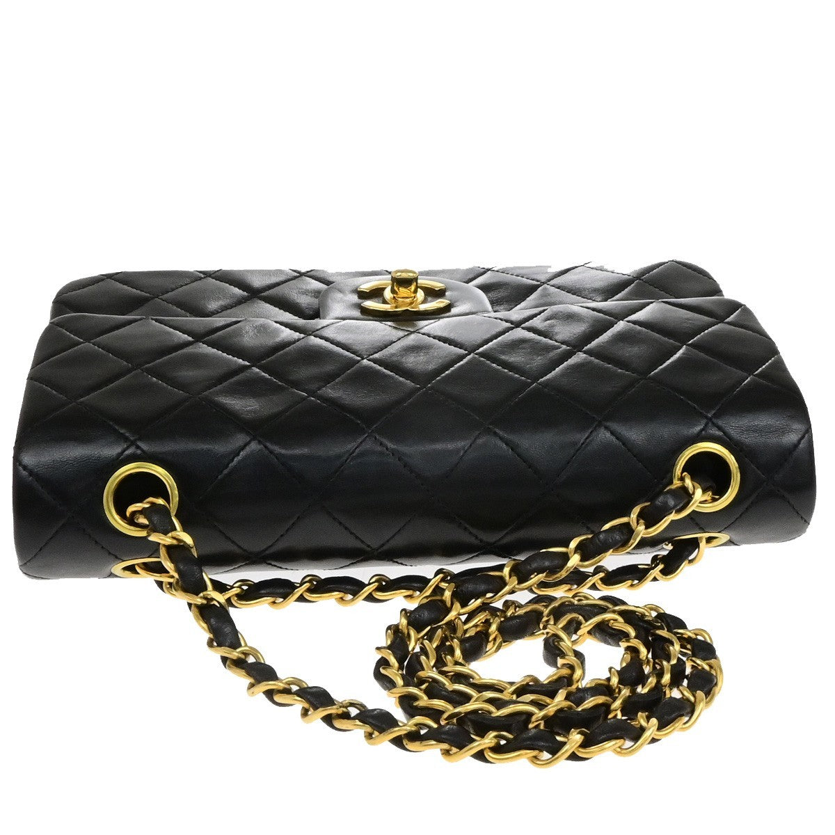 CHANEL CC Matelasse 23 Double Flap Chain Shoulder Bag Leather Black GHW 702RL060