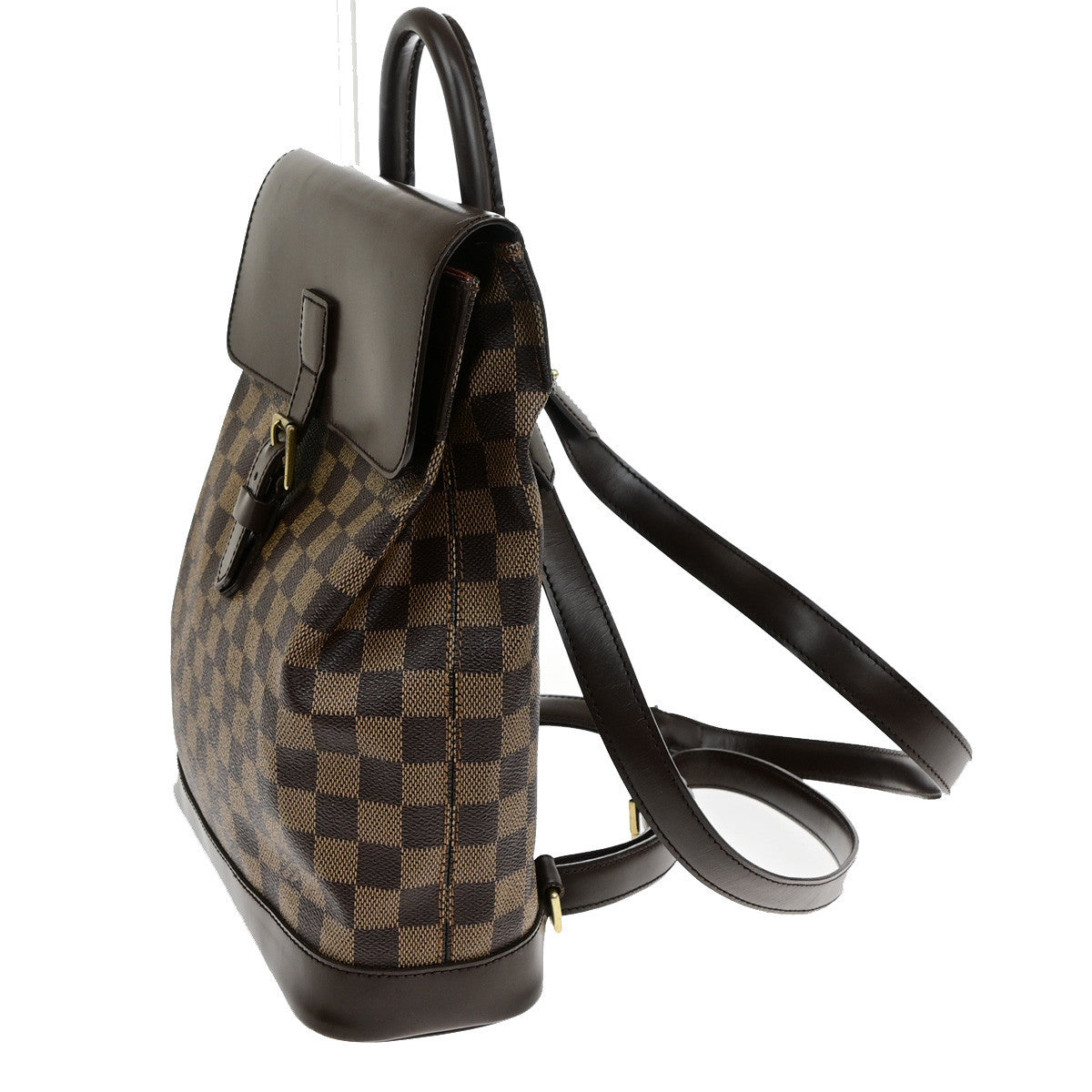 LOUIS VUITTON Logo Soho Backpack Bag Damier Ebene Leather Brown N51132 53YG850