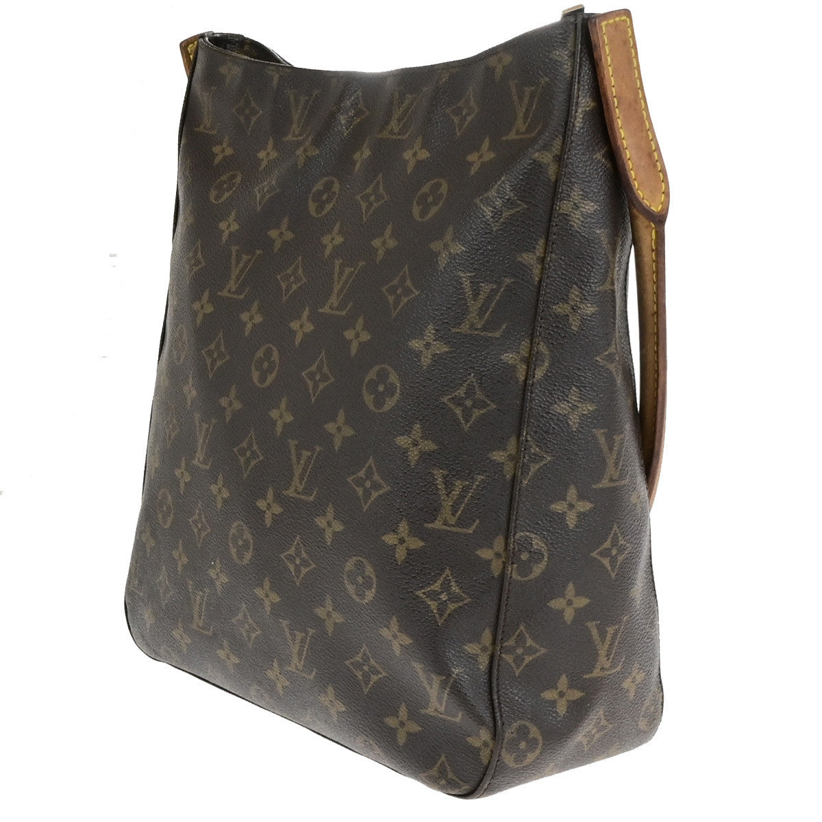 LOUIS VUITTON Logo Looping GM Shoulder Bag Monogram Leather Brown M51145 31SJ620