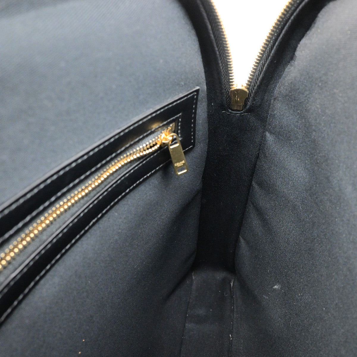 CELINE Logo Triomphe 2Way Business Shoulder Hand Bag Leather Black GHW 42RK907