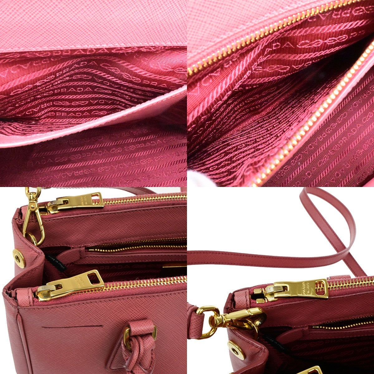 PRADA Logo Saffiano 2Way Shoulder Hand Bag Leather Pink GHW 21YH040