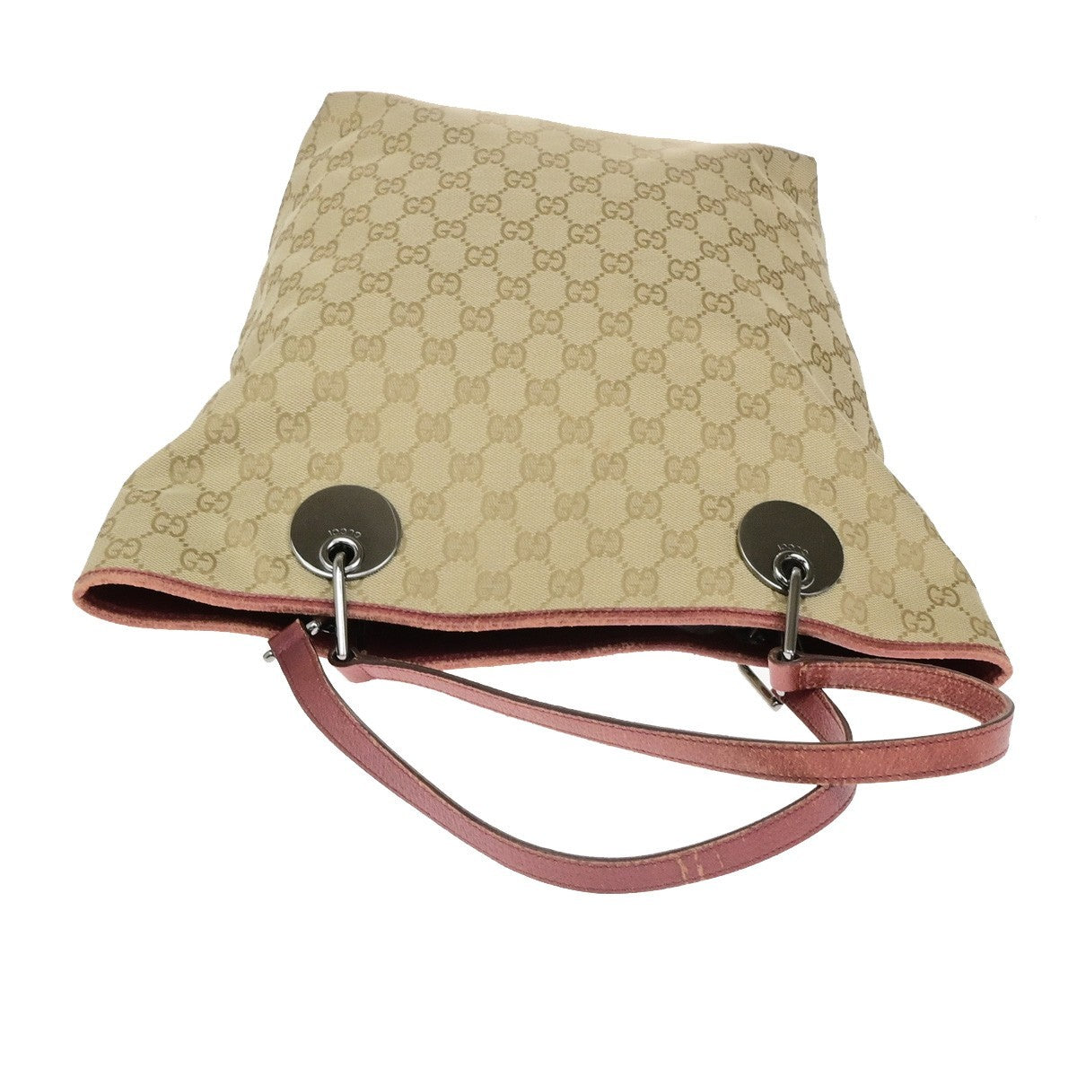 GUCCI Logo GG Pattern Shoulder Tote Bag Canvas Leather Brown Red SHW 65YH037