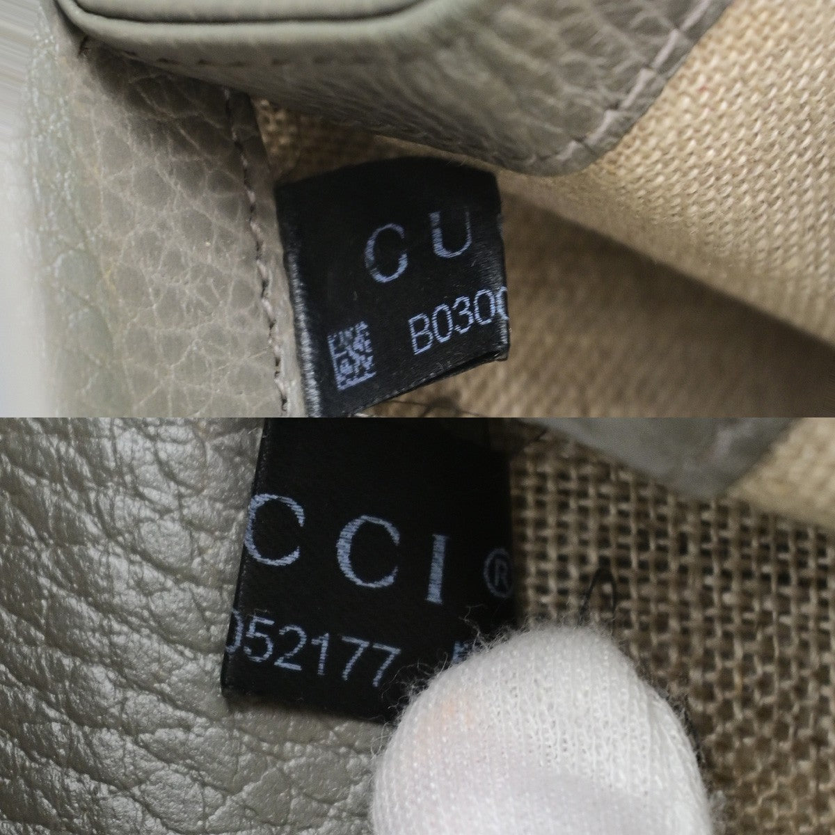 GUCCI Logo Interlocking G Chain Shoulder Bag Leather Gray GHW Italy 52YH025