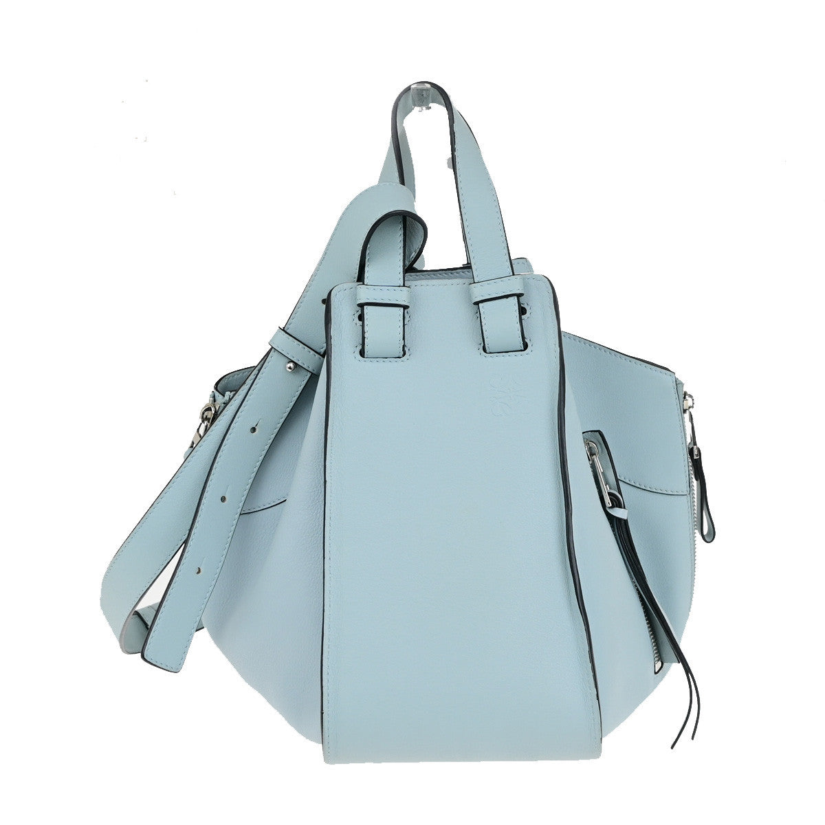 LOEWE Logo Hammock 2Way Shoulder Hand Bad Leather Light Blue SHW Spain 43RK865