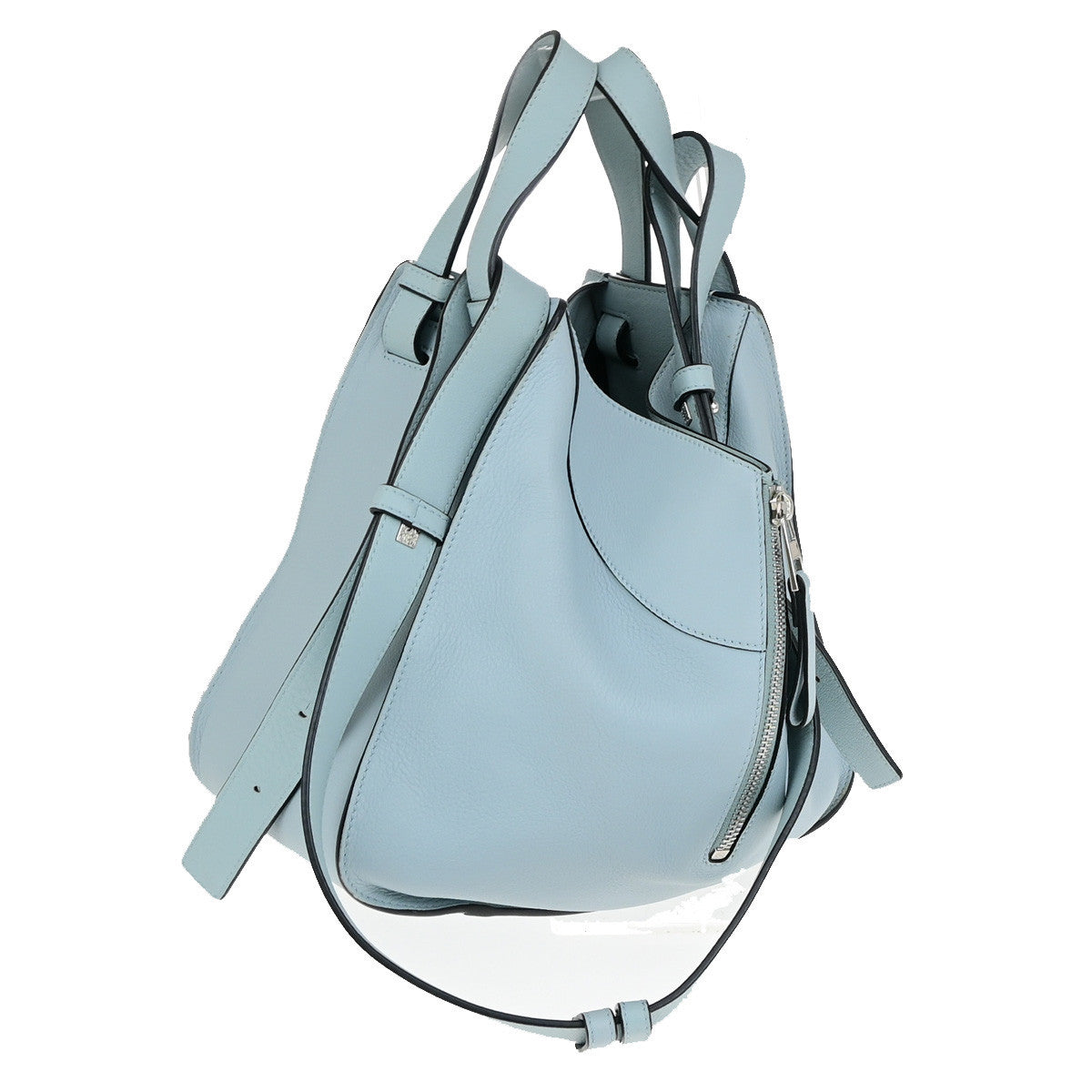 LOEWE Logo Hammock 2Way Shoulder Hand Bad Leather Light Blue SHW Spain 43RK865