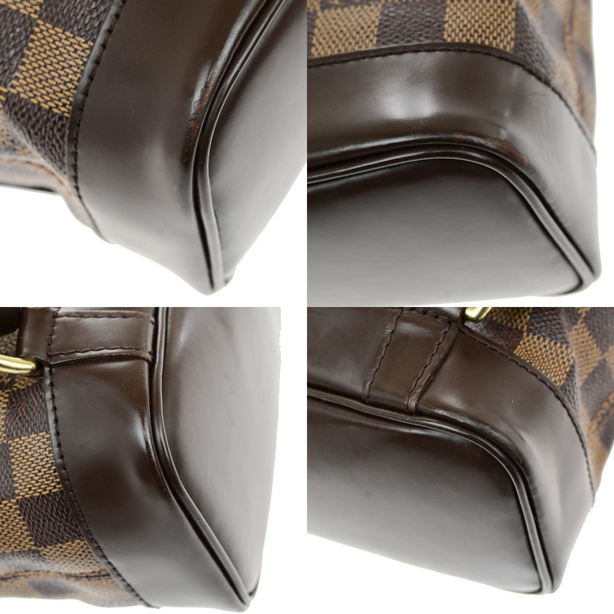 LOUIS VUITTON Logo Soho Backpack Bag Damier Ebene Leather Brown N51132 53YG850