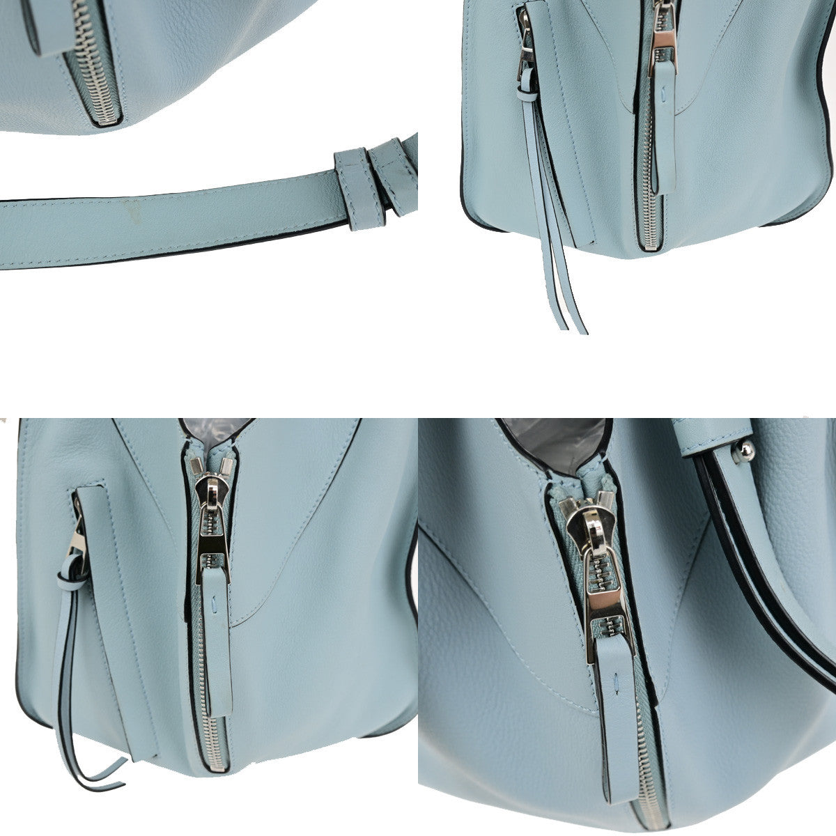 LOEWE Logo Hammock 2Way Shoulder Hand Bad Leather Light Blue SHW Spain 43RK865