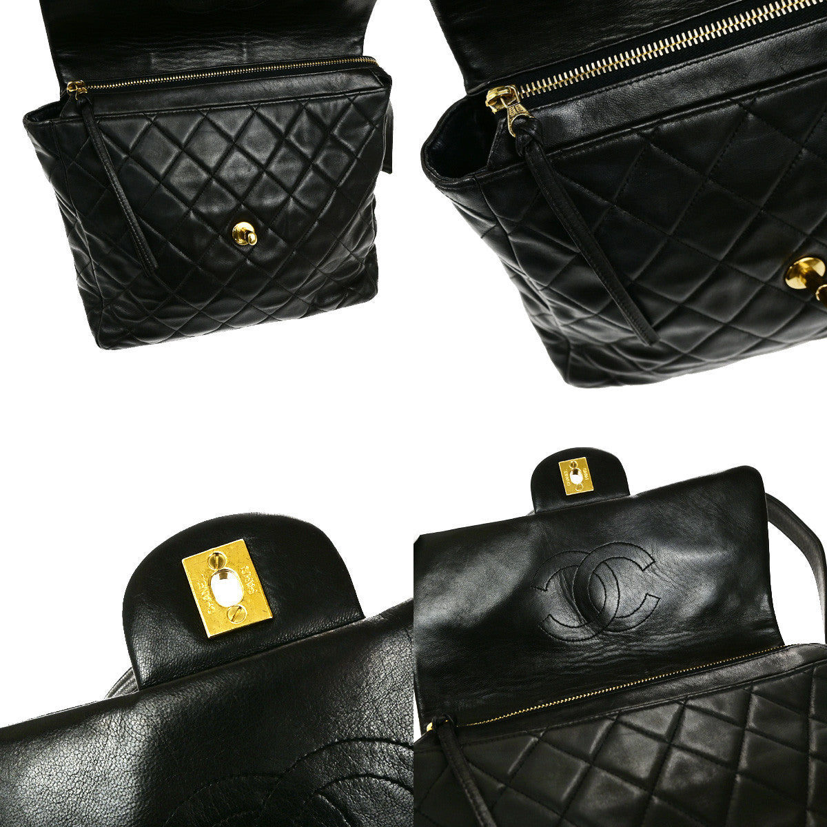 CHANEL CC Logo Matelasse Chain Backpack Bag Leather Black GHW Vintage 357RK884