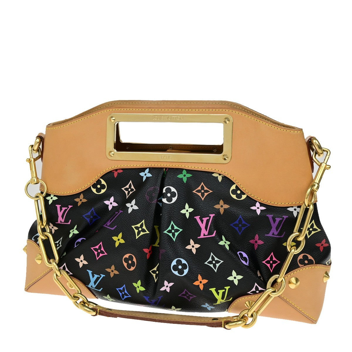 LOUIS VUITTON Judy MM 2Way Chain Hand Bag Monogram Multi Black M40256 651RL048