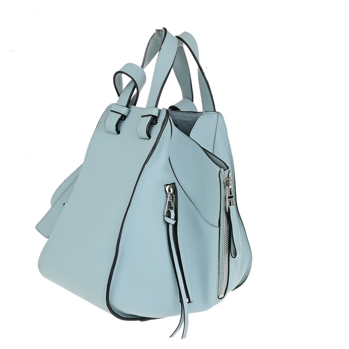 LOEWE Logo Hammock 2Way Shoulder Hand Bad Leather Light Blue SHW Spain 43RK865