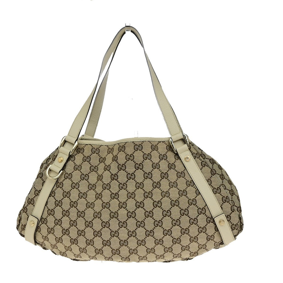 GUCCI Logo Abbey GG Pattern Shoulder Tote Bag Canvas Leather Brown GHW 76YH006