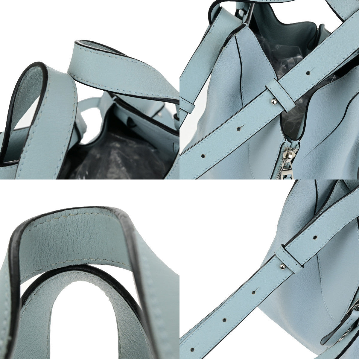 LOEWE Logo Hammock 2Way Shoulder Hand Bad Leather Light Blue SHW Spain 43RK865
