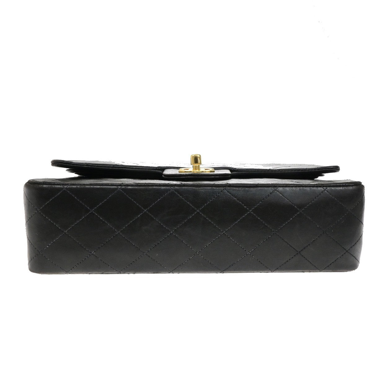 CHANEL CC Matelasse 25 Double Flap Chain Shoulder Bag Leather Black GHW 899RL052
