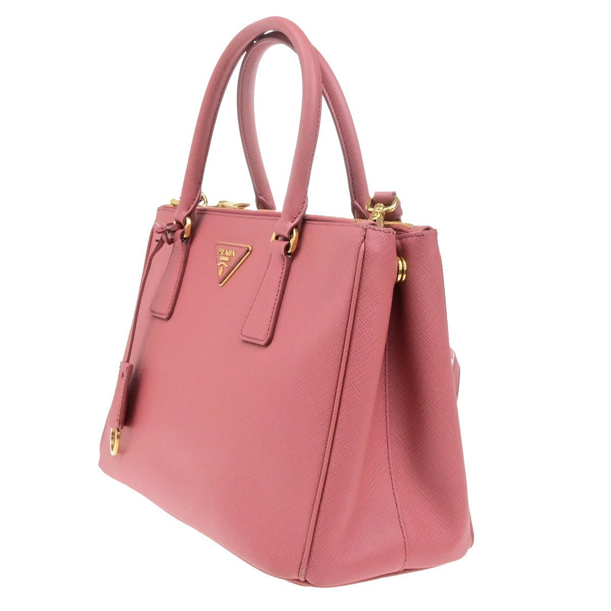 PRADA Logo Saffiano 2Way Shoulder Hand Bag Leather Pink GHW 21YH040