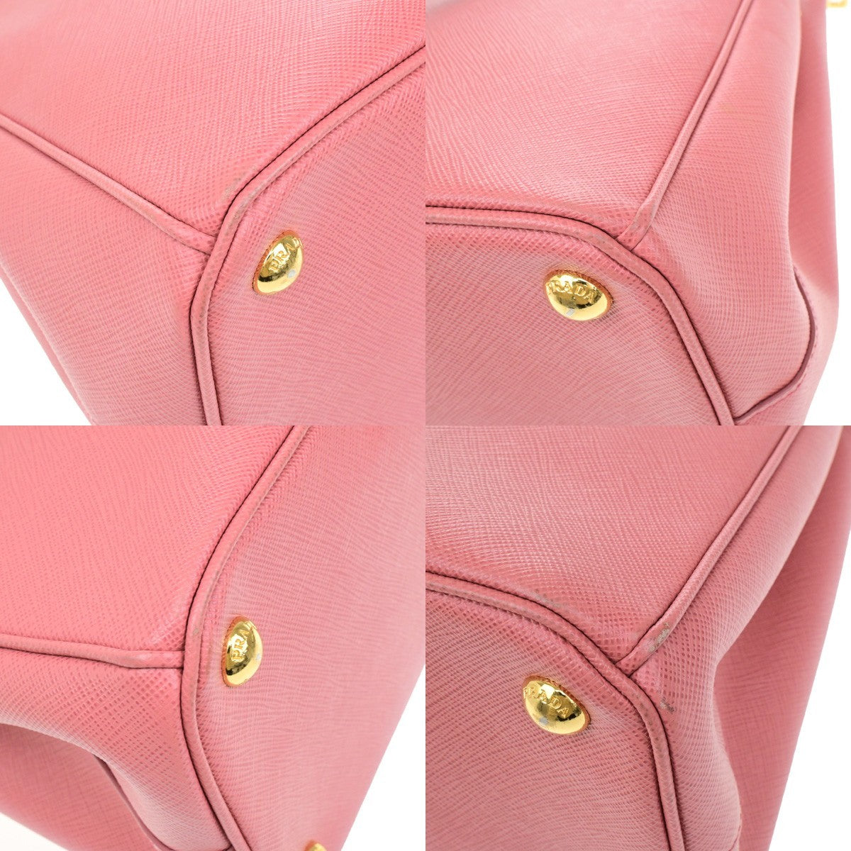 PRADA Logo Saffiano 2Way Shoulder Hand Bag Leather Pink GHW 21YH040