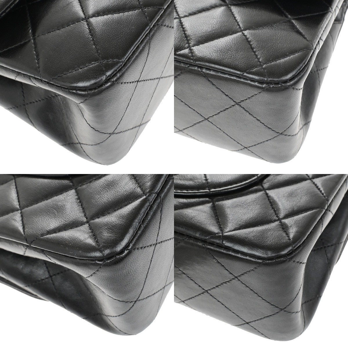 CHANEL CC Matelasse 23 Double Flap Chain Shoulder Bag Leather Black GHW 702RL060