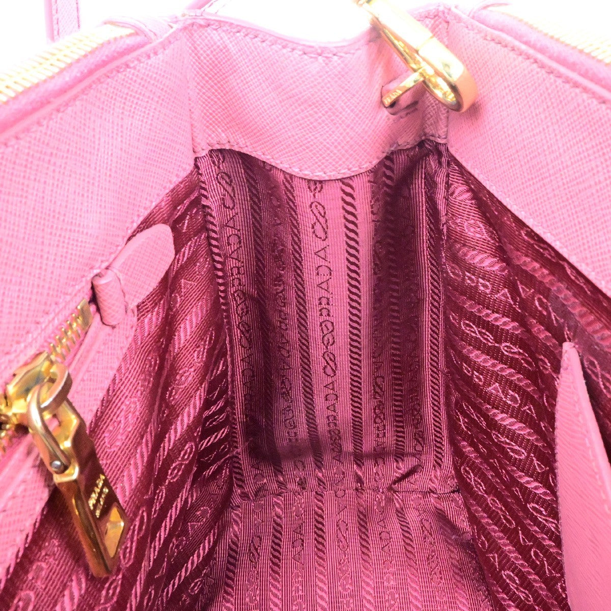 PRADA Logo Saffiano 2Way Shoulder Hand Bag Leather Pink GHW 21YH040