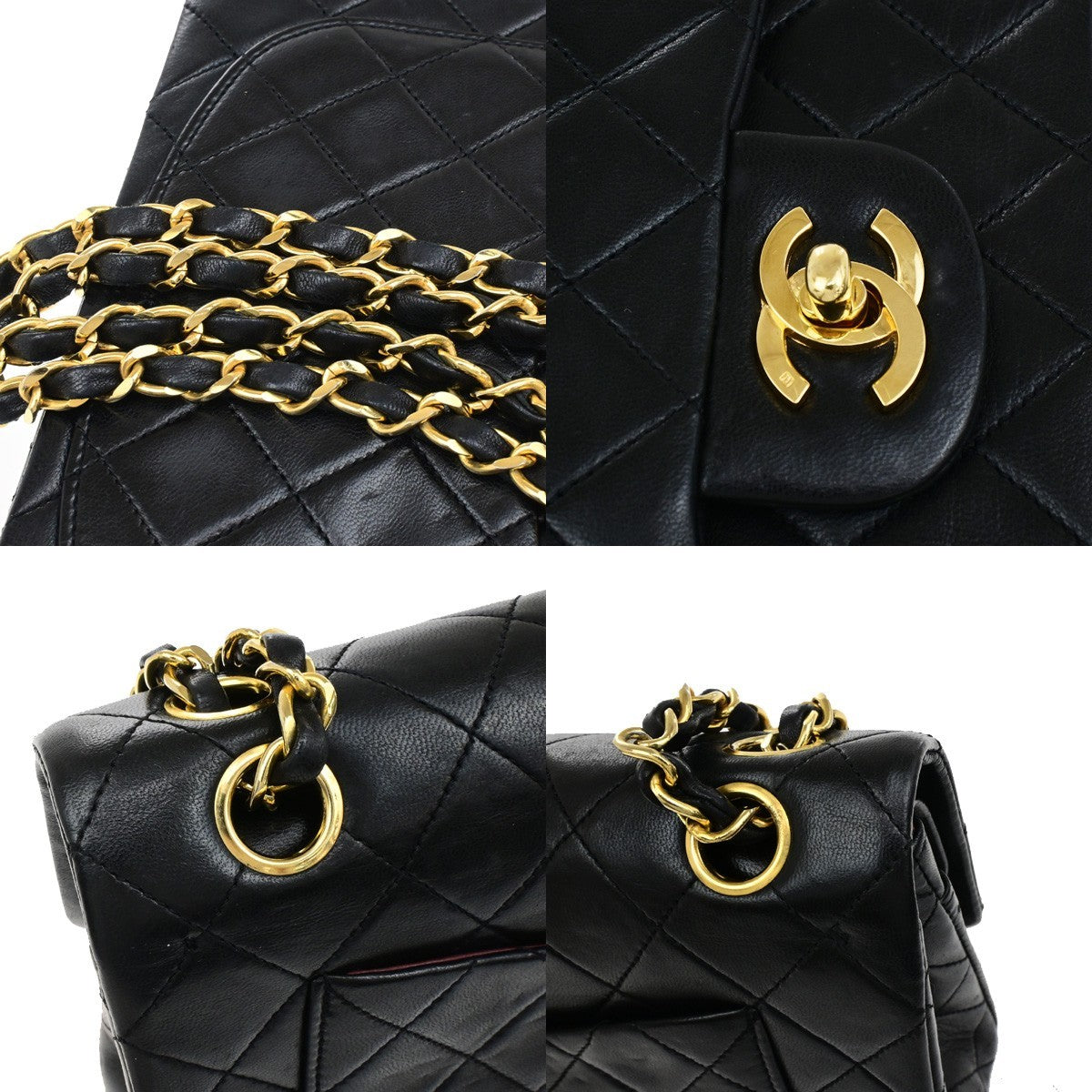 CHANEL CC Matelasse 23 Double Flap Chain Shoulder Bag Leather Black GHW 878RL061