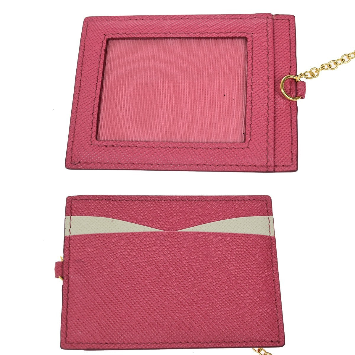 PRADA Logo Saffiano Multic Long Bifold Wallet Leather Black Pink GHW 37YH019