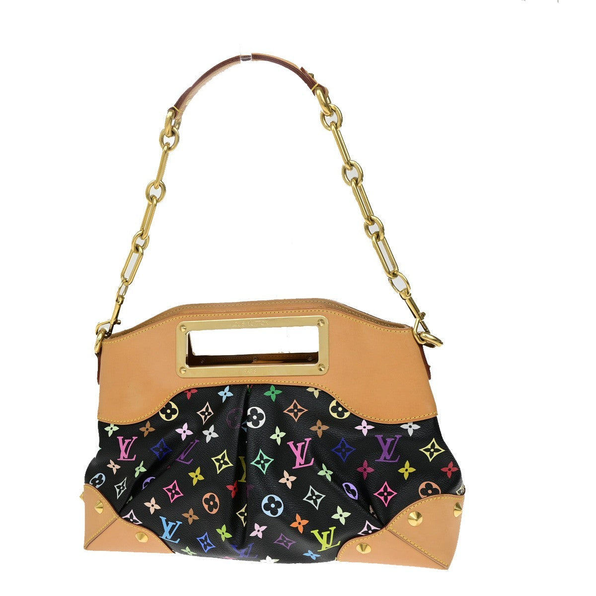 LOUIS VUITTON Judy MM 2Way Chain Hand Bag Monogram Multi Black M40256 651RL048