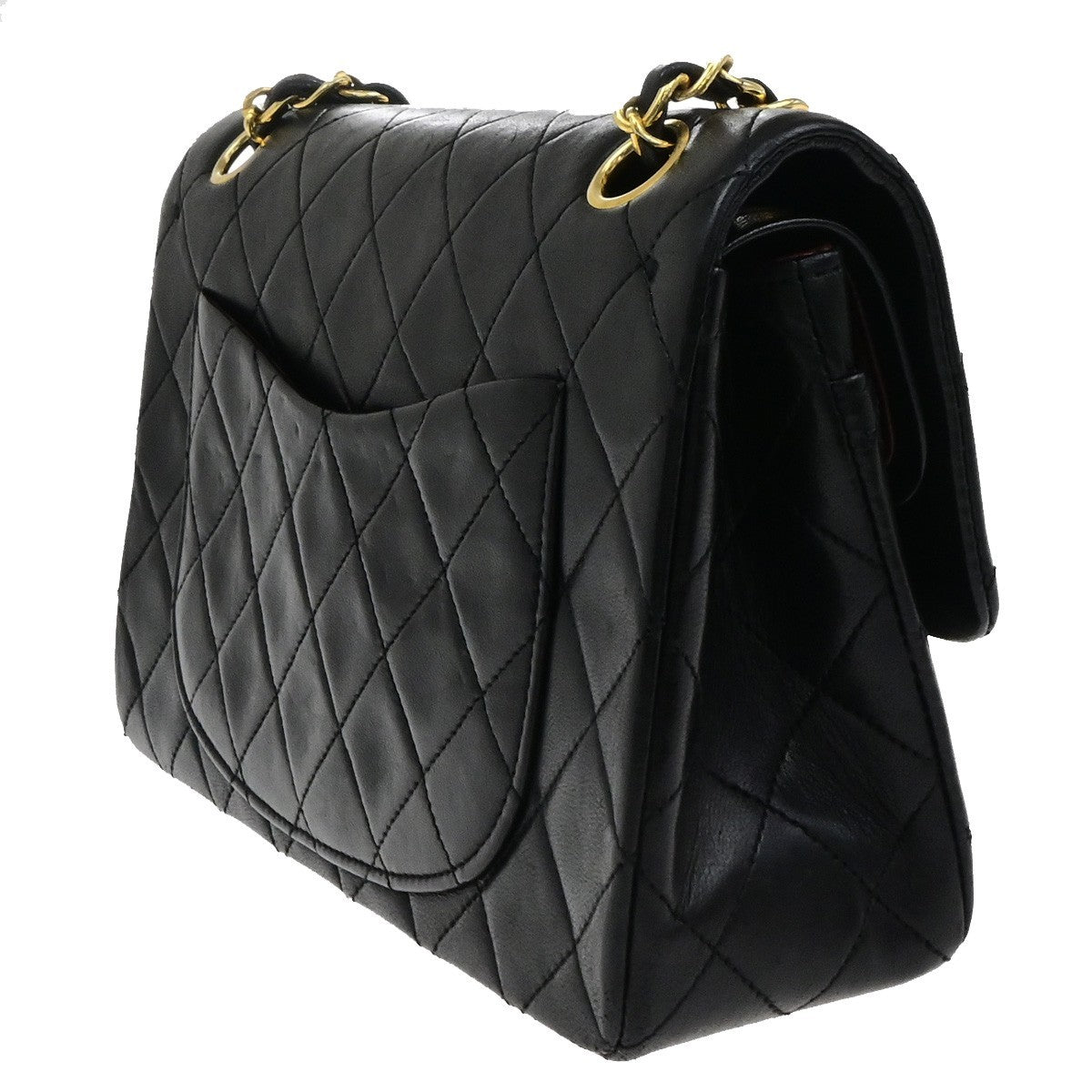 CHANEL CC Matelasse 23 Double Flap Chain Shoulder Bag Leather Black GHW 878RL061