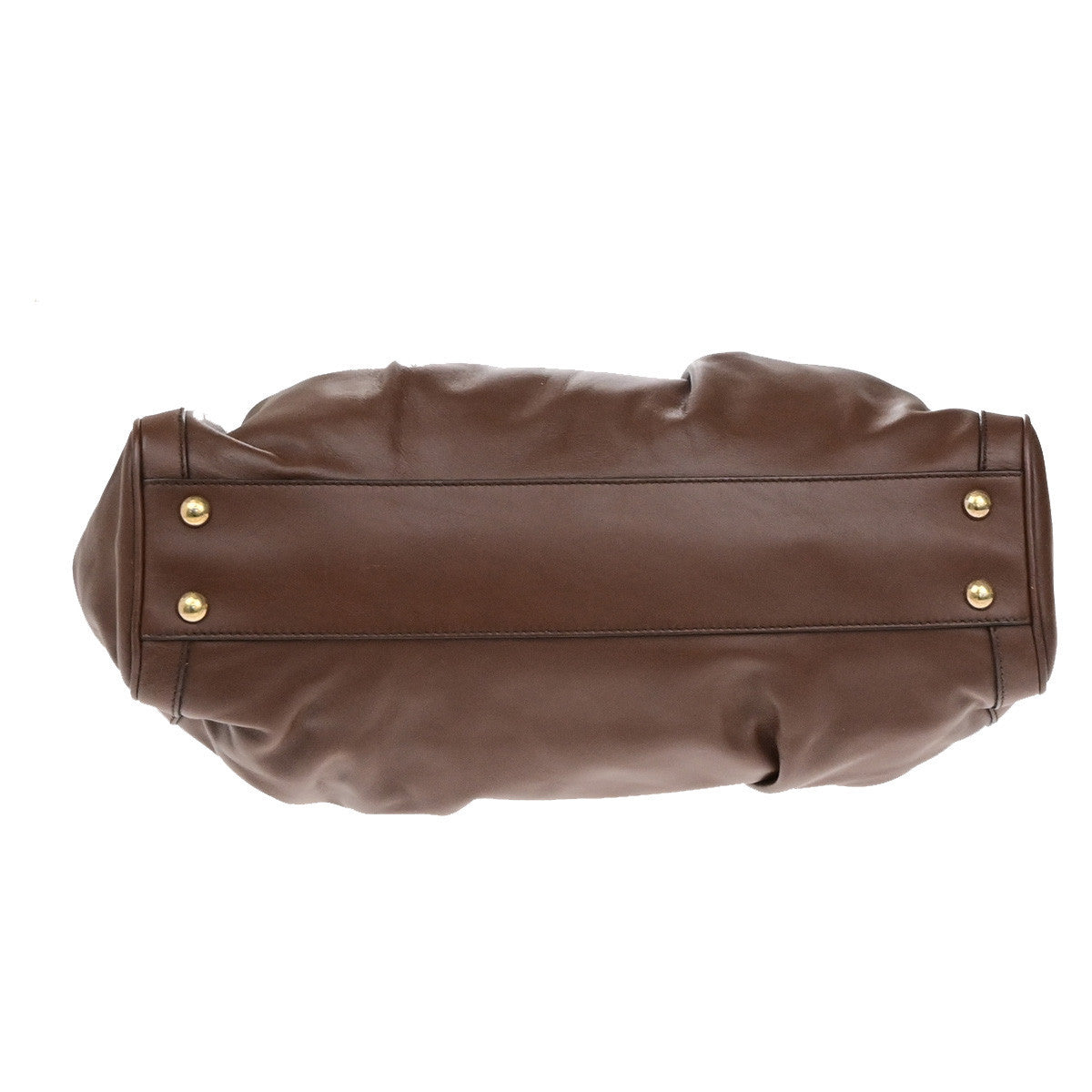 SALVATORE FERRAGAMO Logo Gancini Shoulder Hobo Bag Leather Brown GHW 67YG967