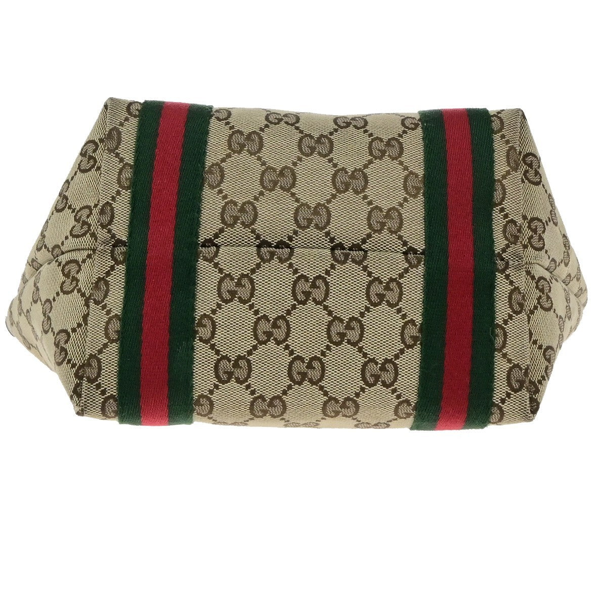 GUCCI Logo Sherry GG Pattern Hand Bag Canvas Leather Brown Italy 85YH035