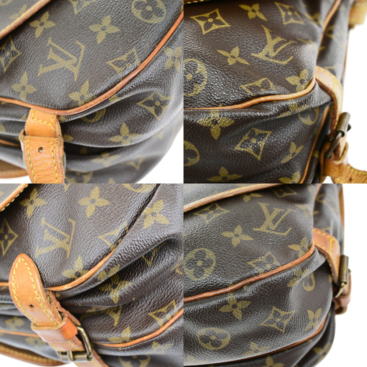 LOUIS VUITTON Logo Saumur 30 Shoulder Bag Monogram Leather Brown M42256 64YG854