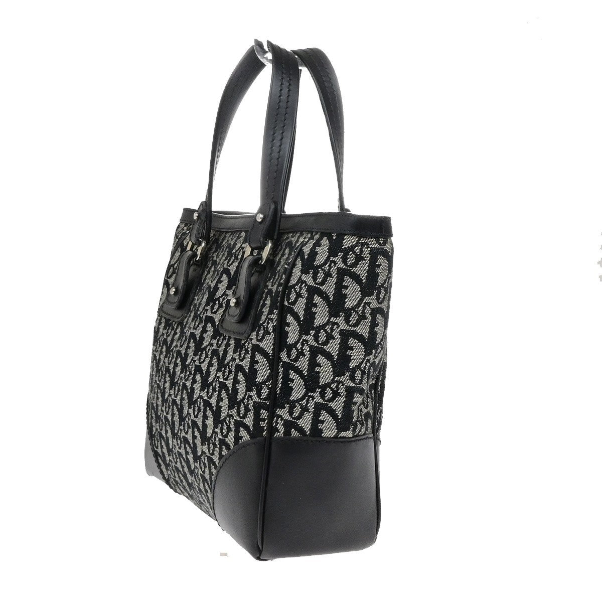 CHRISTIAN DIOR Logo Trotter Pattern Shoulder Bag Canvas Leather BK SHW 85YH036