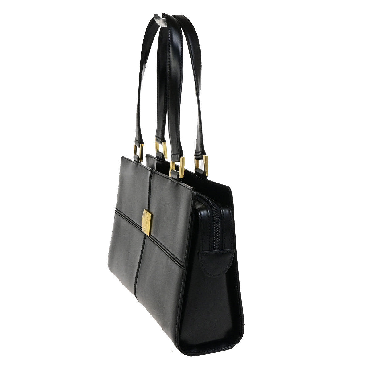 YVES SAINT LAURENT YSL Logo Shoulder Bag Leather Black Gold GHW 39YG825