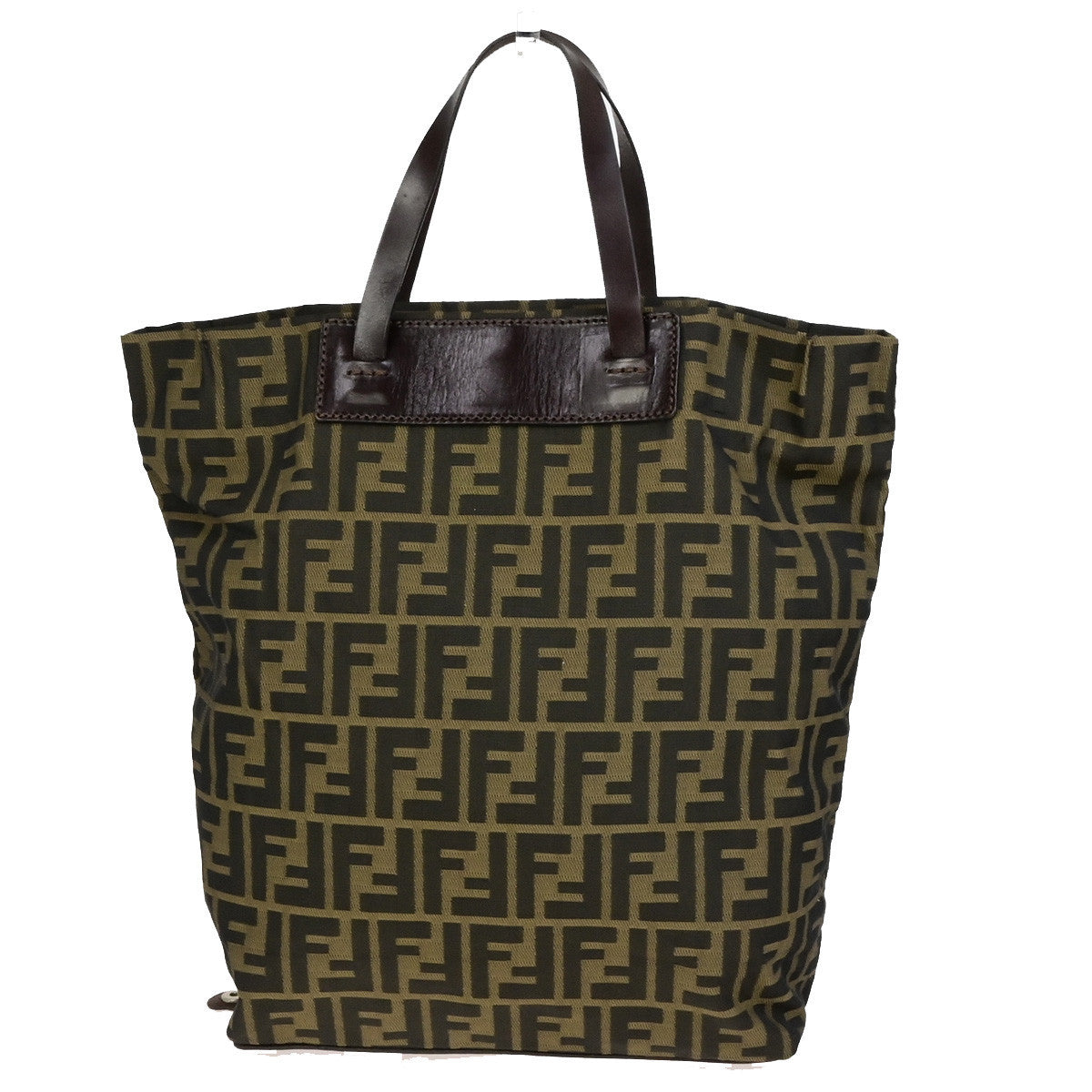 FENDI Logo Zucca Pattern Eco Hand Bag Canvas Leather Brown SHW Italy 68YG824